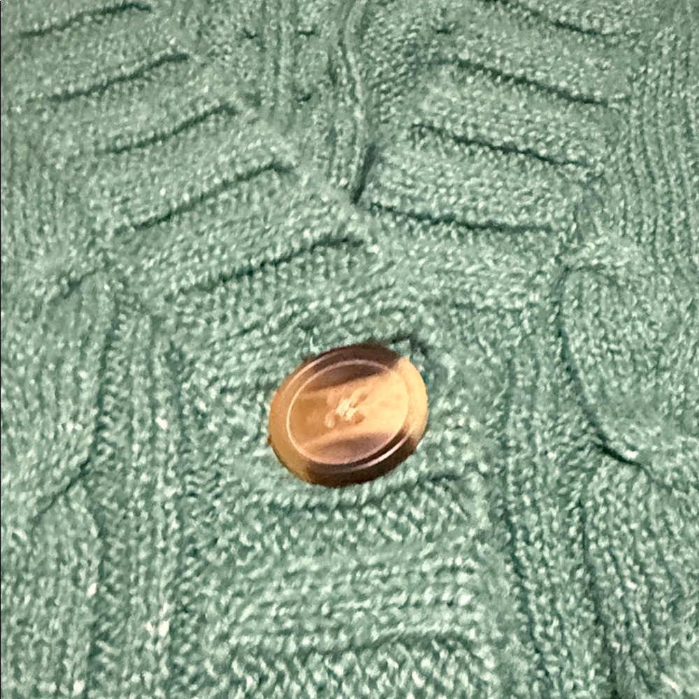 American Eagle Outfitters Teal Cable Knit Cardigan - Picture 3 of 5
